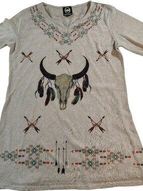 Womens XL Ameri Mode Half Sleeve Southwestern Native American Style Graphic Tee